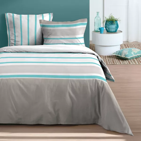 Dekbedovertrek en twee katoenen kussenslopen (240 x 220 cm) Barbados Celadon Groen