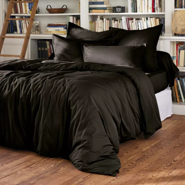Housse de couette percale de coton (260 x 240 cm) Cali Noire