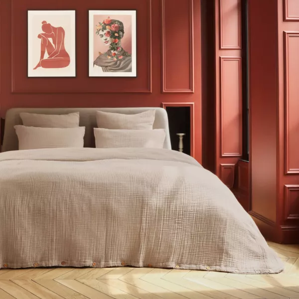 Housse de couette quadruple gaze de coton (240 x 220 cm) Victoria x GaĂŻa Ficelle