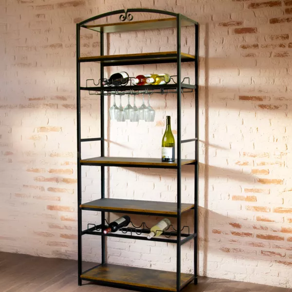 Mueble botellero industrial con 12 compartimentos y portavasos (H180 cm) Pablo Marrn