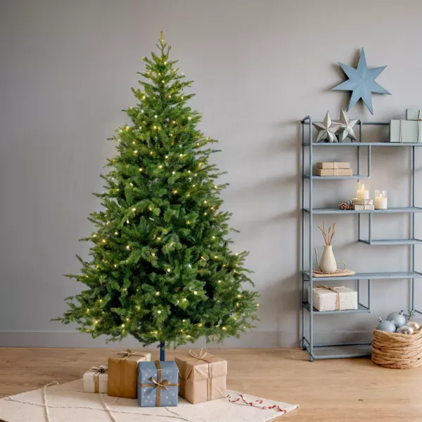 Sapin de Noël artificiel lumineux 600 LED (H240 cm) Idaho Vert sapin