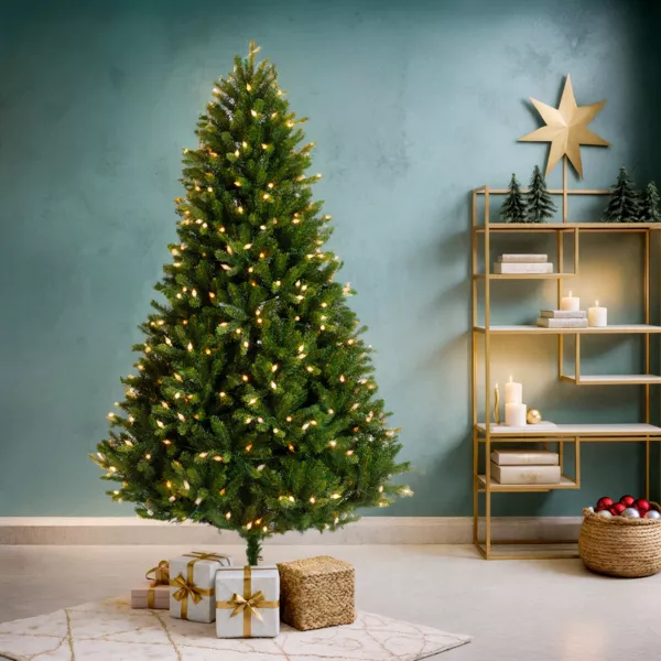 Sapin de Noël artificiel lumineux 400 LED (H210 cm) Barrow Vert sapin