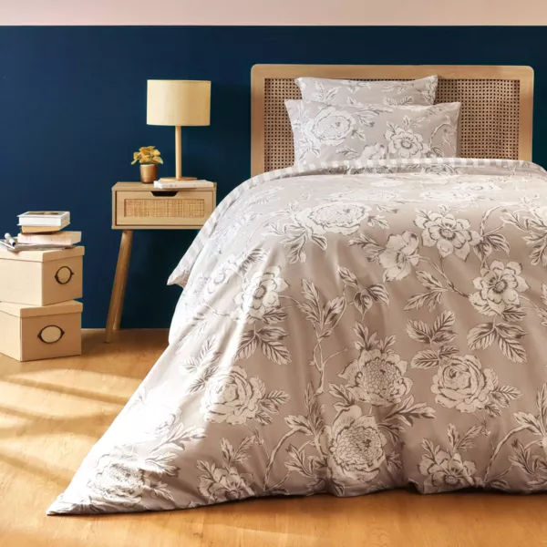 Funda de edredón de algodón (140 x 200 cm) Lara Beige