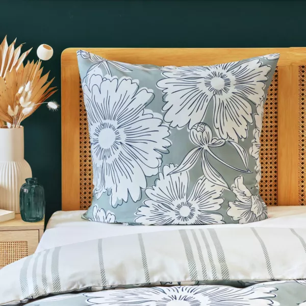 Funda de Almohada Cuadrada de Algodón (63 x 63 cm) Lara Verde Pino