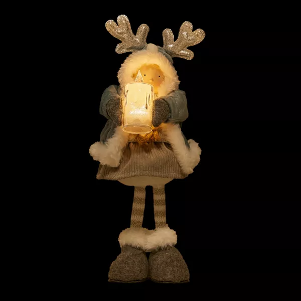 Poupée lumineuse debout (H34 cm) Alice et bougie Bleu ciel