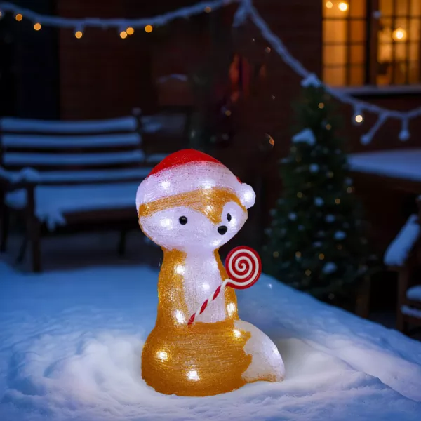 Renard lumineux solaire 30 LED (H30 cm) Edgar Marron