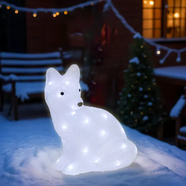 Zonne-lichtgevende Vos 40 LED (H40 cm) Yuki Koud Wit