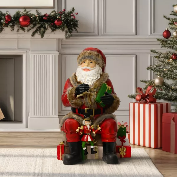 Père Noël traditionnel (H80 cm) Casse-noisette Marionnette