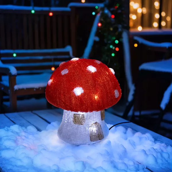 Champignon lumineux solaire 30 LED (H21 cm) Forêt magique Blanc froid