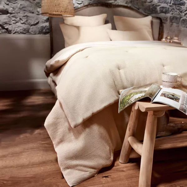 Waffel-Baumwolldecke (90 x 220 cm) Eva Beige
