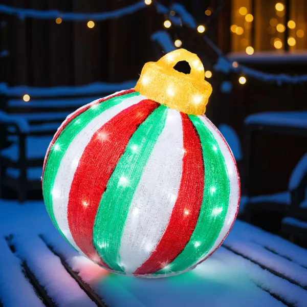 Riesige Beleuchtete Weihnachtskugel mit 80 LEDs (H39 cm) Circus Mehrfarbig und Kaltweiß