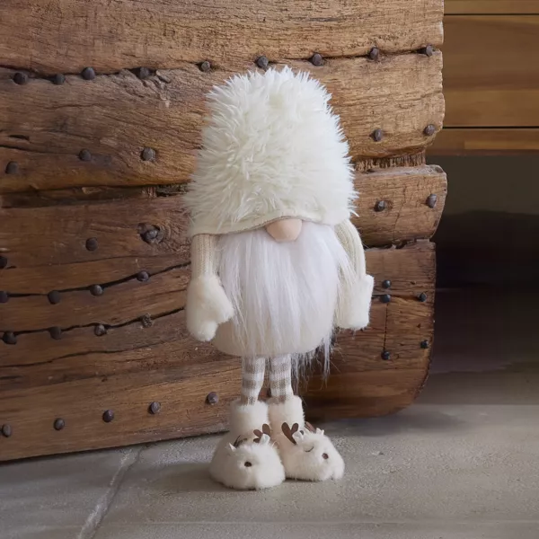 Lutin de Noël debout (H60 cm) Gaston mignon Blanc crème
