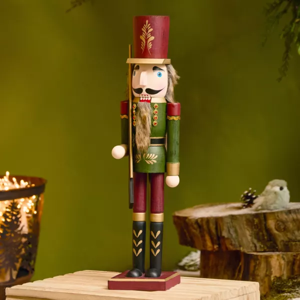 Schiaccianoci in legno (H50 cm) Timoth la regalitVerde e bordeaux