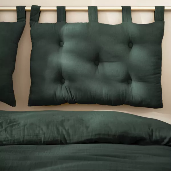 TĂŞte de lit coussin gaze de coton (80 x 50 cm) GaĂŻa Vert sapin