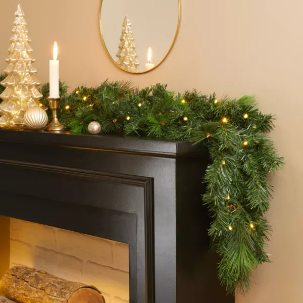 Guirnalda de abeto luminosa (300 cm - D25) Edmonton Verde y blanco c�lido