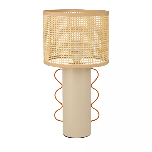 Tafellamp van metaal en bamboe (H35 cm) Amphore Beige