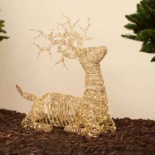 Lysende rensdyr 630 Led (H88 cm) Dan flettet resin Naturlig og Varm hvid
