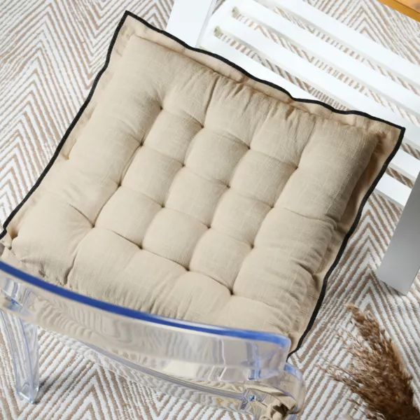 Coussin de chaise carré coton (38 x 38 cm) Helios Ecru