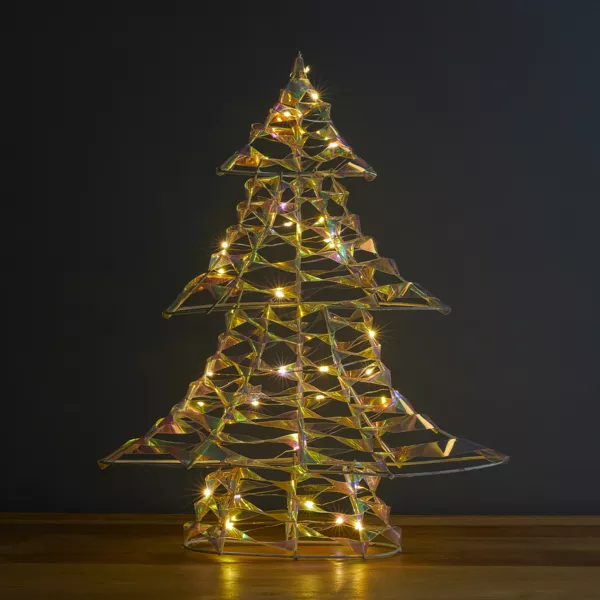Sapin lumineux à piles 30 LED (H40 cm) Christmas Irisé et blanc chaud