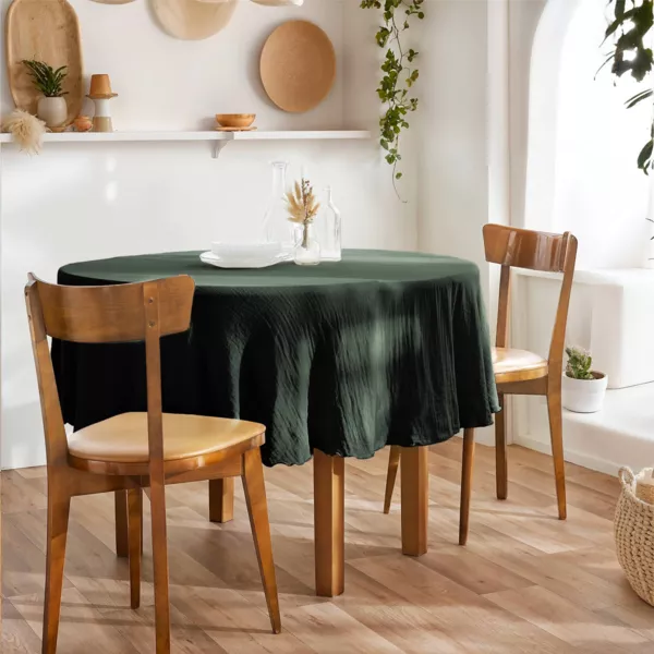 Nappe ronde gaze de coton (180 cm) GaĂŻa Vert sapin