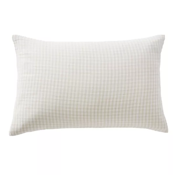 Rechthoekige kussensloop Gaïa Vichy Beige katoenen gaas (50 x 80 cm)