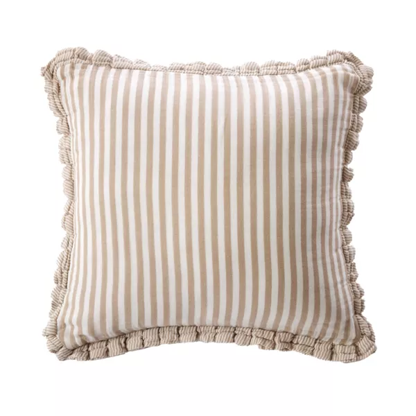 Coussin carré gaze de coton (45 x 45 cm) Gaïa rayures Ficelle