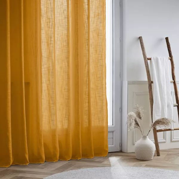 Voilage grande largeur effet lin (400 x 240 cm) Robin Jaune Ocre