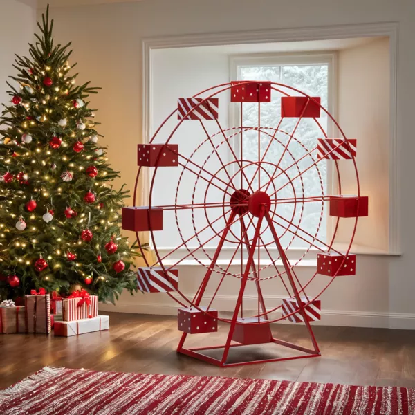 Riesiges Riesenrad aus Metall (H170 cm) Jahrmarkt Rot