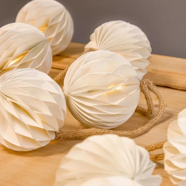 Guirlande lumineuse déco à piles LED (160 cm) Boules fermeture magnétique Blanc chaud