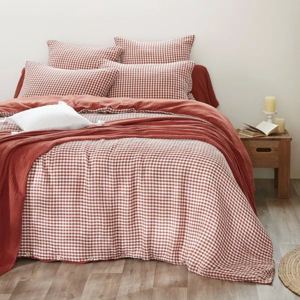 Housse de couette gaze de coton (240 x 220 cm) Vickie Terracotta