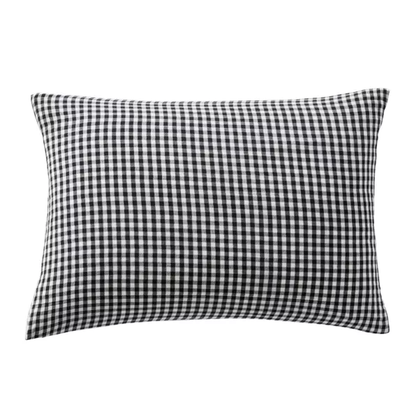 Funda de almohada rectangular en gasa de algodón (50 x 70 cm) Vickie Negro