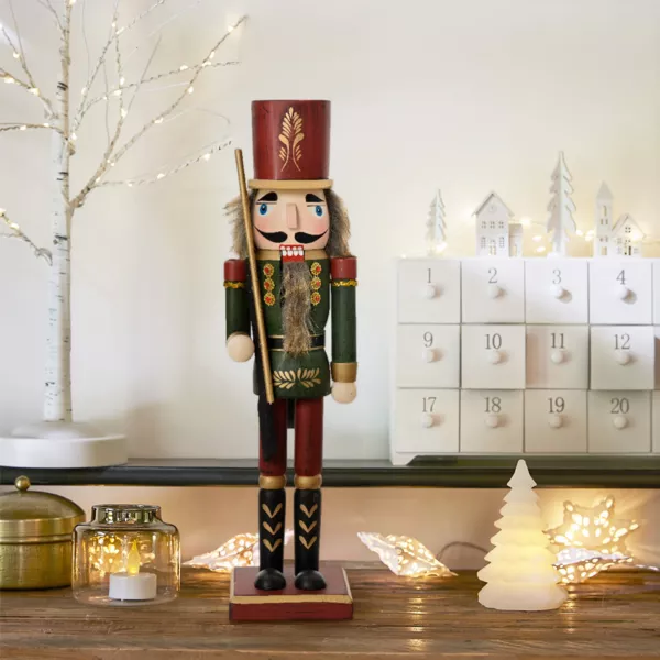 Schiaccianoci in legno (H38 cm) Timoth la regalit Verde e bordeaux