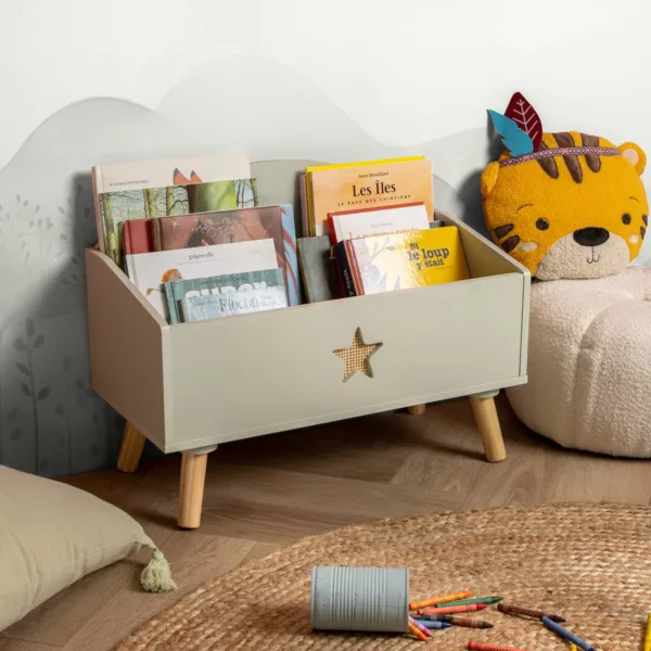 Spielzeugkiste Kinderzimmer Holz (H44 cm) Stars Vert