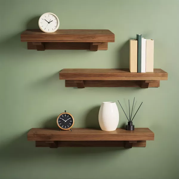 Conjunto de 3 estantes de madera (L60-50-40 cm) Jaipur Madera oscura