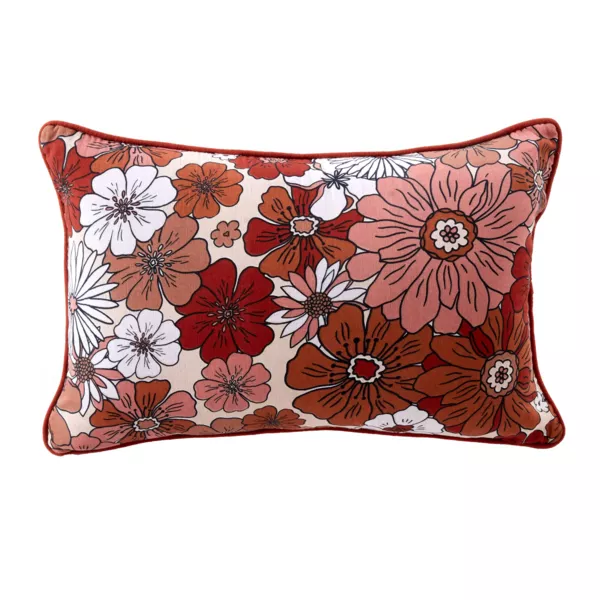 Coussin rectangulaire en gaze de coton (40 x 60 cm) Gaïa azalée Terracotta