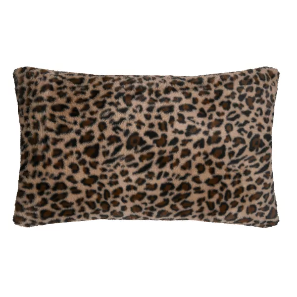 Cojín rectangular de piel sintética de leopardo (50 x 80 cm) Fauves Camel