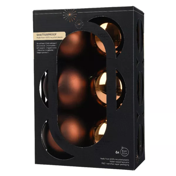 Lot de 6 boules de Nol (D80 mm) Aravis Brun caf