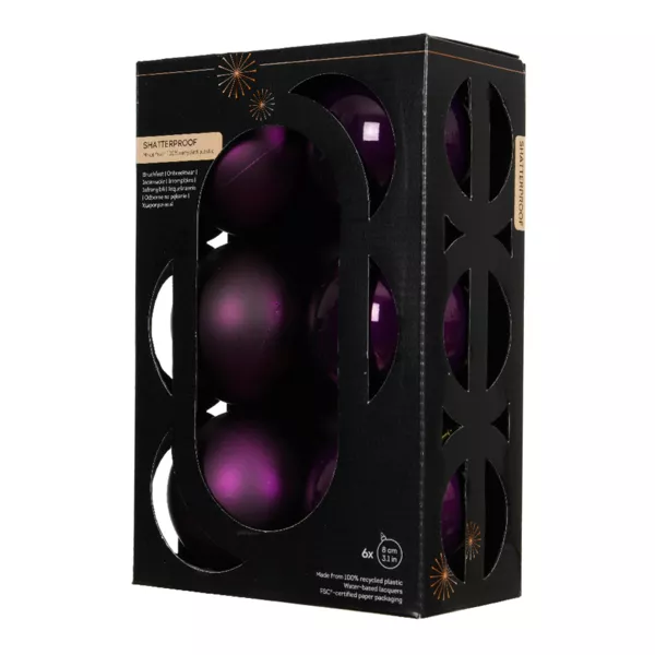 Set van 6 kerstballen (D80 mm) Aravis Vijg