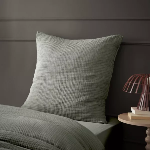 Taie d'oreiller quadruple gaze de coton (60 x 60 cm) Victoria x Gaïa Vert romarin