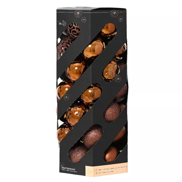 Lot de 35 boules de Noël (D60 mm) Aravis Brun café