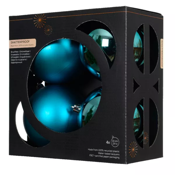 Set van 4 kerstballen (D100 mm) Aravis Sprankelend Blauw