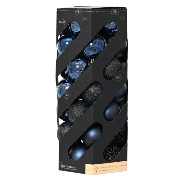 Lot de 35 boules de Nol (D60 mm) Aravis mix Bleu nuit