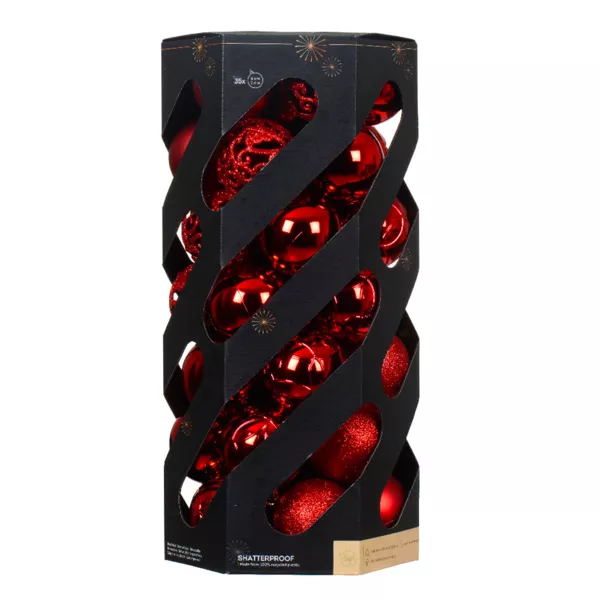 Lot de 35 boules de Noël (D60 mm) Aravis mix Rouge