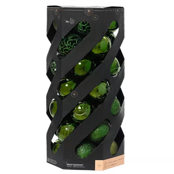 Lot de 35 boules de Noël (D60 mm) Aravis mix Vert sapin