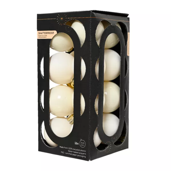 Lot de 16 boules de Noël (D40 mm) Aravis Blanc laine