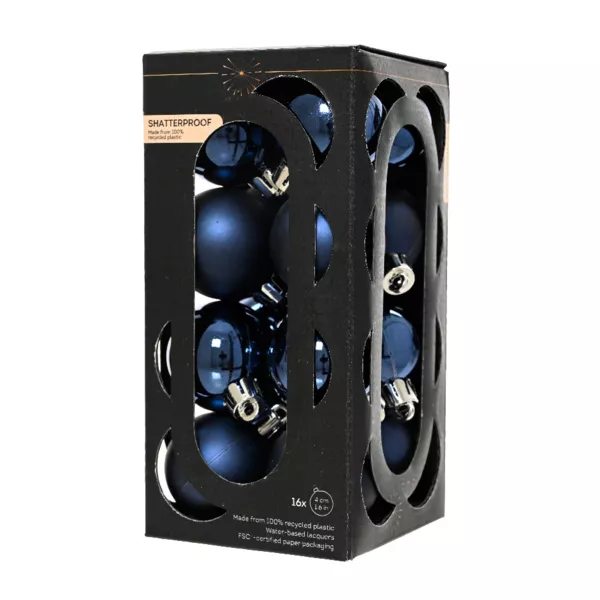 Lot de 16 boules de Noël (D40 mm) Aravis Bleu nuit