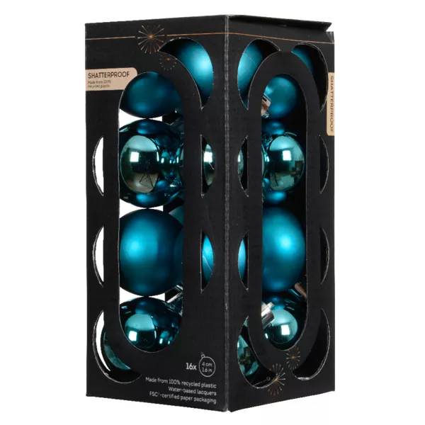 Lot de 16 boules de Noël (D40 mm) Aravis Bleu pétillant