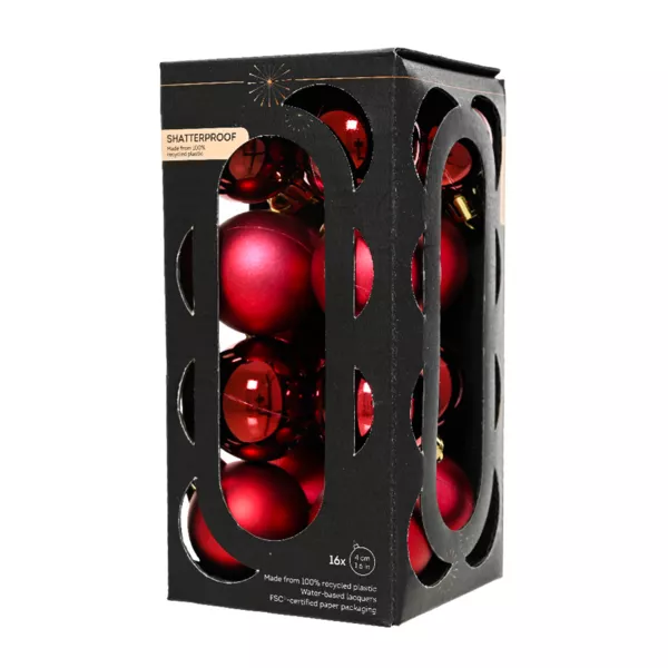 Lot de 16 boules de Noël (D40 mm) Aravis Bordeaux