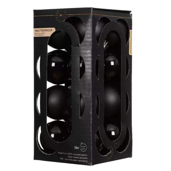 Lot de 16 boules de Noël (D40 mm) Aravis Noir
