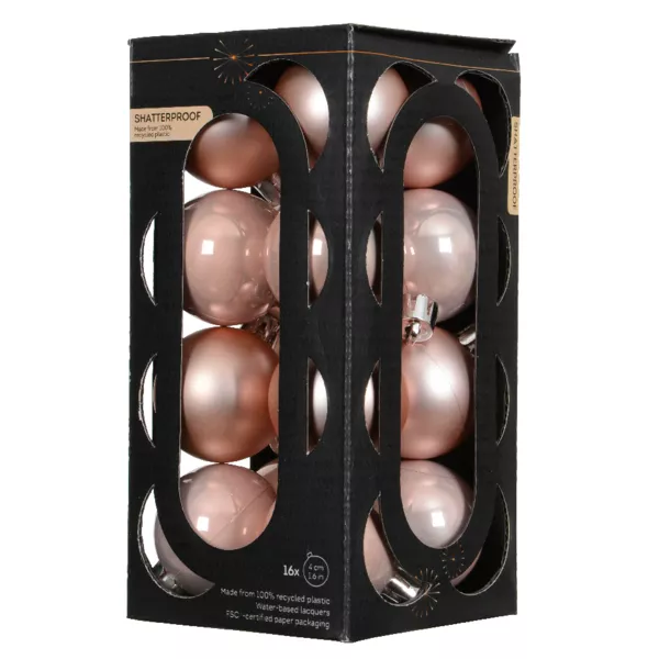 Lot de 16 boules de Noël (D40 mm) Aravis Rose poudré